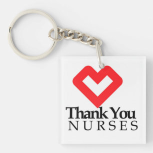 Thank You Nurses   Red Heart Key Ring