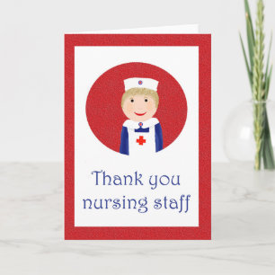 Thank you nursing staff, nurse in white apron card