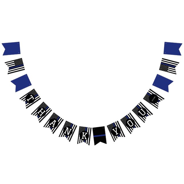 Thank you Officers Law Enforcement Thin Blue Line Bunting (All)