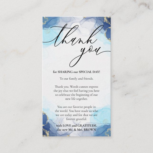 Thank You ombre blue signature Enclosure Card (Front)