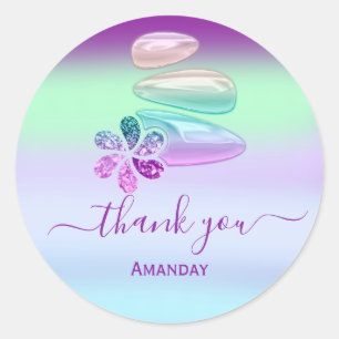 Thank You Ombre Holographic SPA Wellness Classic Round Sticker