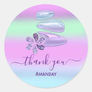 Thank You Ombre Holographic SPA Wellness Classic Round Sticker