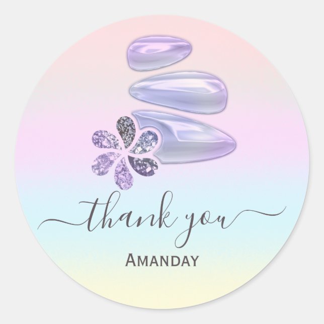 Thank You Ombre Pastels Stone  SPA Wellness Classic Round Sticker (Front)