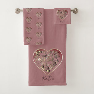 "Thank You" on Dusty Rose Bath Towel Set