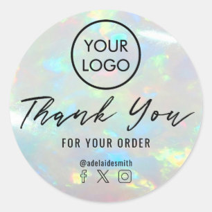 thank you on opal photo classic round sticker