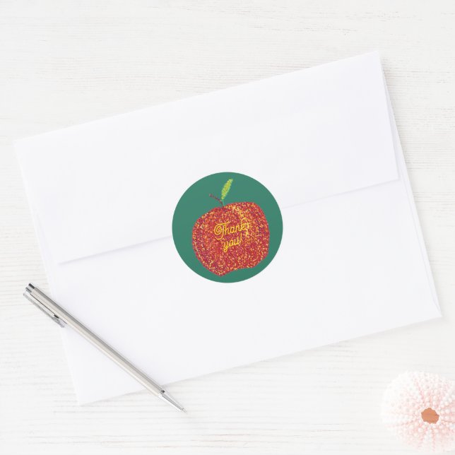 Thank you on Pointillism Apple Stickers (Envelope)