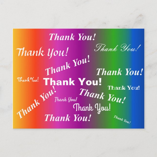 Thank You! on Rainbow Gradient Postcard (Front)