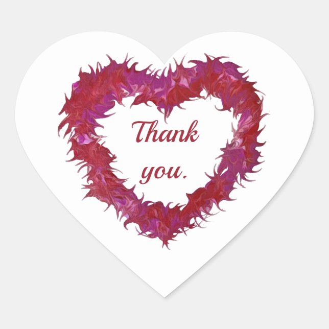 Thank you or your text, wispy heart stickers (Front)