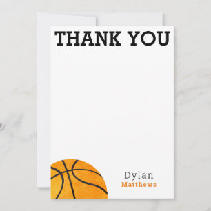 Thank You Orange Basketball Sports Kids Card