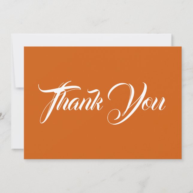 Thank You orange calligraphy Thanksgiving card (Front)