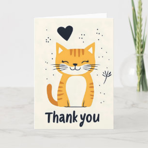 Thank You Orange Cat Cute Holiday Card