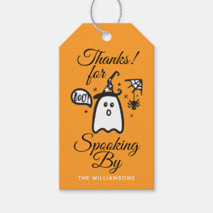 Thank You Orange Spooky Boo Ghost Halloween Gift Tags