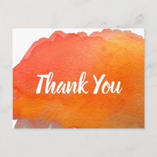 Thank You orange watercolor art quote Postcard