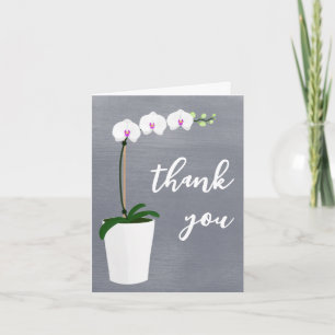 "thank you" Orchid Elegant Script   Blank Inside Card
