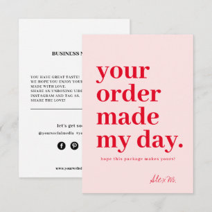 Thank You Order Business Card