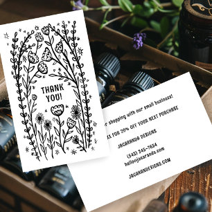 THANK YOU Order Discount Code Elegant Wildflower Business Card