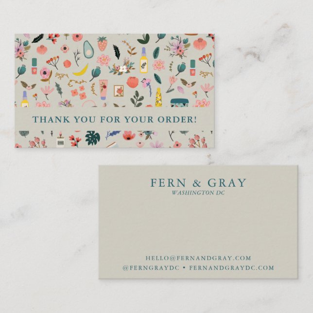 Thank You Order Insert Floral Botanical Card (Front/Back)