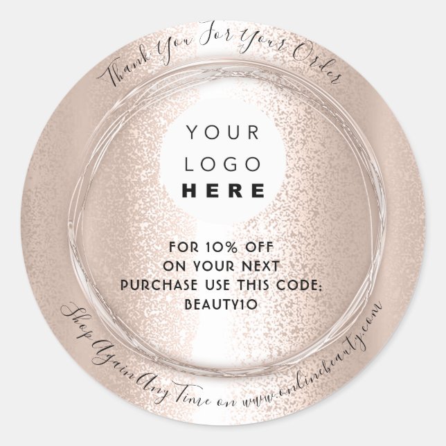 Thank You Order Logo Discount Code Rose VIP Classic Round Sticker (Front)