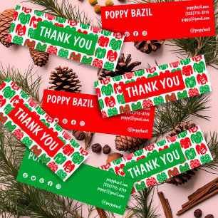 Thank You Order Social Media Icons XMAS Holiday Mini Business Card