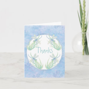 Thank You Original Watercolor Dragonfly in Blue Card