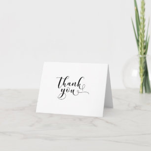 "Thank You" Ornate Black Script Typography 3 Thank You Card