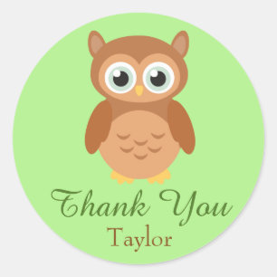 Thank You Owl Classic Round Sticker
