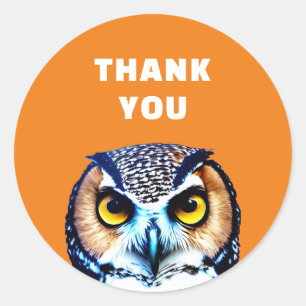THANK YOU OWL CLASSIC ROUND STICKER
