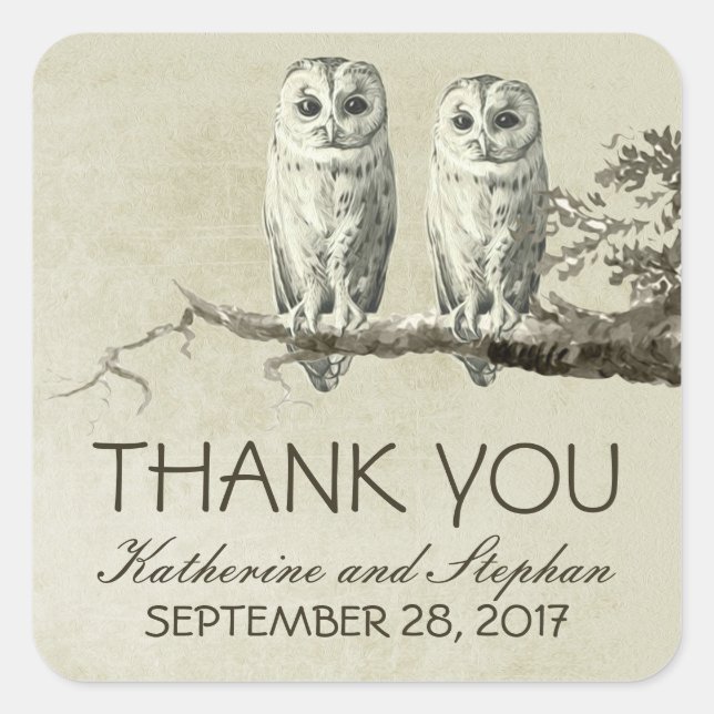 Thank you OWLS sticker for your wedding favours (Front)