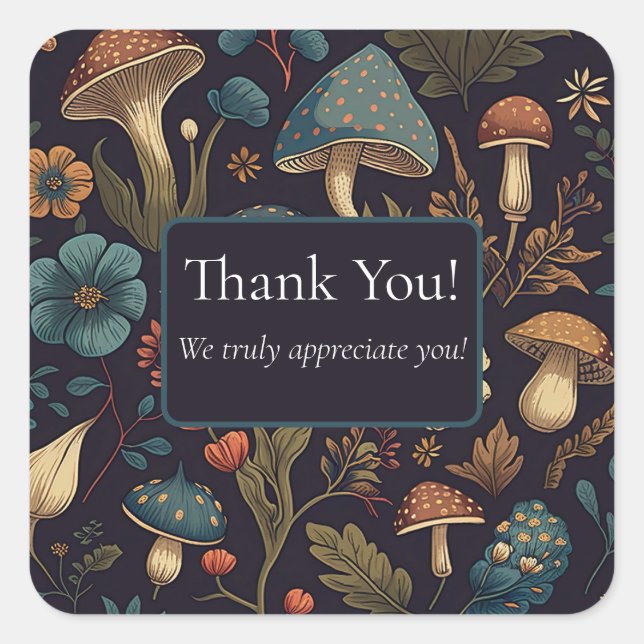 Thank You Packaging Mushroom Farm Square Sticker (Front)