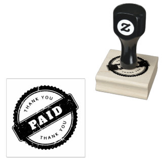 Thank You Paid Invoice Receipts Package Jet Black Rubber Stamp