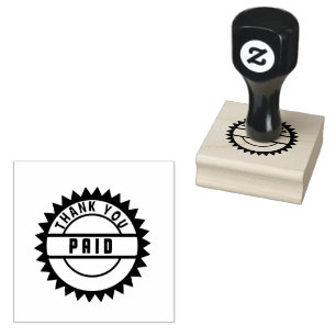 Thank You Paid Logo Printed Sun Style Jet Black Rubber Stamp