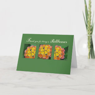 Thank You Pallbearer, Memorial Funeral, Flowers Card