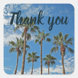 Thank You Palm Trees and Blue Sky Appreciation Square Sticker