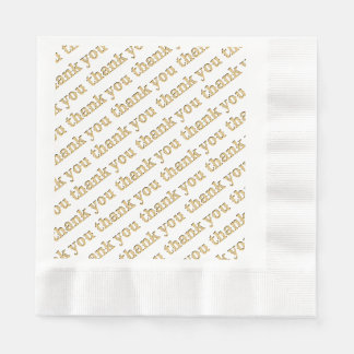 Thank You Paper Napkins Gold