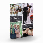 Thank you Parent's gift Wedding Photo Collage Block<br><div class="desc">Say "Thank You" in a special way to your parents after your wedding day by giving them this custom photo block. Include their photos from your special day and other favourite photos from your wedding. The chalkboard background blocks add a modern touch. Personalise with your names and special wedding date...</div>