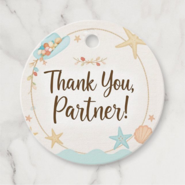Thank You Partner Western Themed Favour Tag (Front)