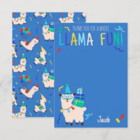 Thank You Party Animals Llama Birthday Boys Blue