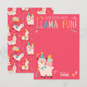 Thank You Party Animals Llama Birthday Girls Pink Card