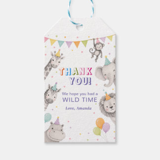 Thank You Party Animals Safari Jungle Zoo Gift Tags