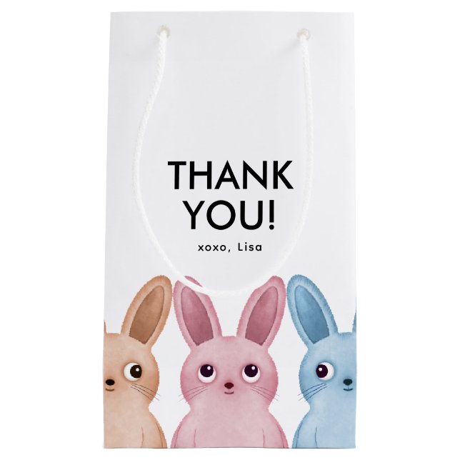 Thank you party gift with cute baby bunnies small gift bag (Front)