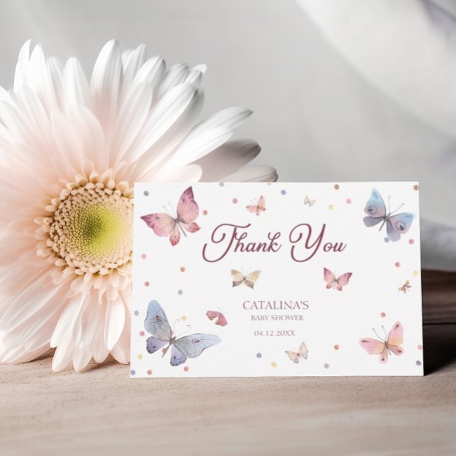 Thank You Pastel Butterfly Baby Shower Card (Creator Uploaded)