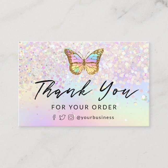 thank you pastel butterfly business card (Front)