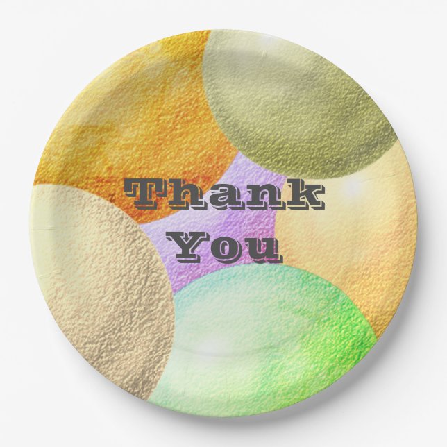 Thank You Pastel Circles Party Appreciation Paper Plate (Front)