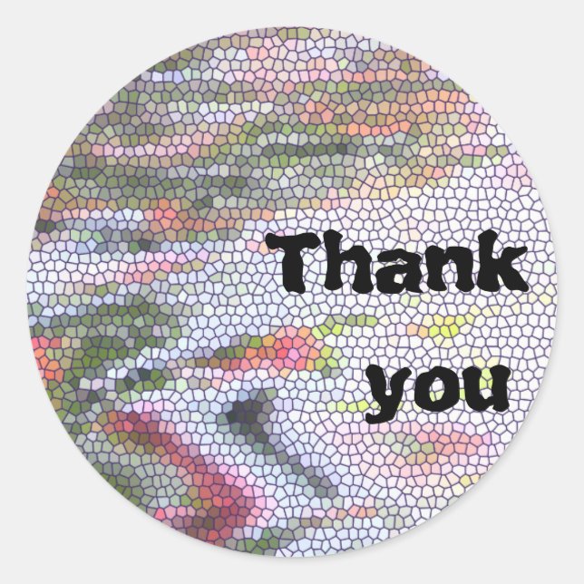 Thank You Pastel Mosaic Tile Pattern Appreciation Classic Round Sticker (Front)
