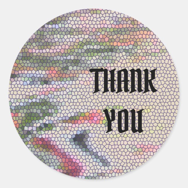 Thank You Pastel Mosaic Tile Pattern Appreciation Classic Round Sticker (Front)