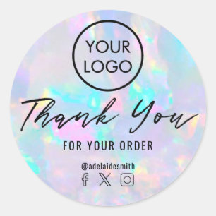 thank you pastel opal gemstone classic round sticker