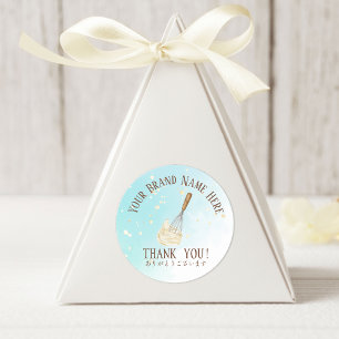 Thank You Pastry Chef Baking Utensil Whisk Blue Classic Round Sticker