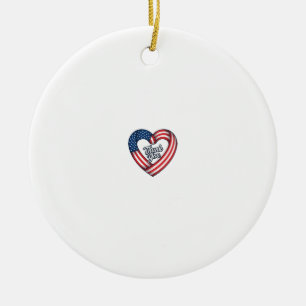 Thank You Patriotic Heart Vintage Vector Design_1 Ceramic Ornament