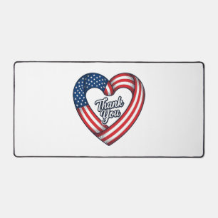 Thank You Patriotic Heart Vintage Vector Design_1 Desk Mat