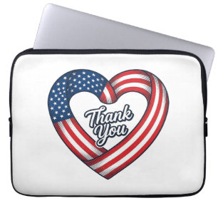 Thank You Patriotic Heart Vintage Vector Design_1 Laptop Sleeve